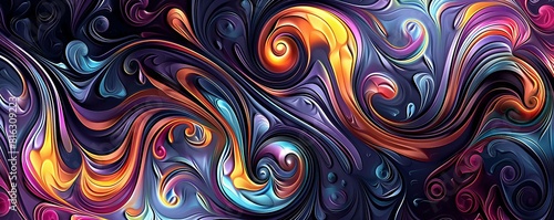 Abstract Artwork with Colorful Swirls and Patterns.