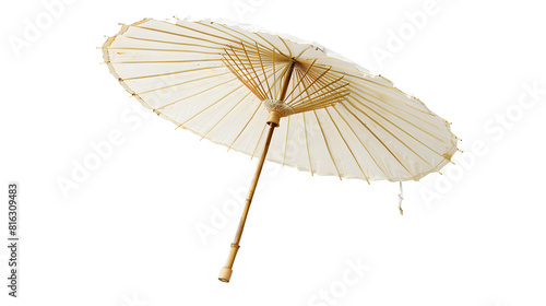 Bamboo white umbrella   Thailand traditional isolated on white background. 