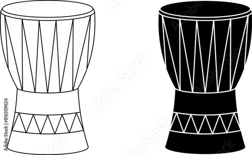 outline silhouette djembe icon set