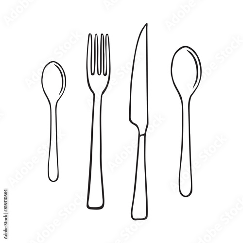 Vector hand drawn doodle sketch outline cutlery isolated on white background