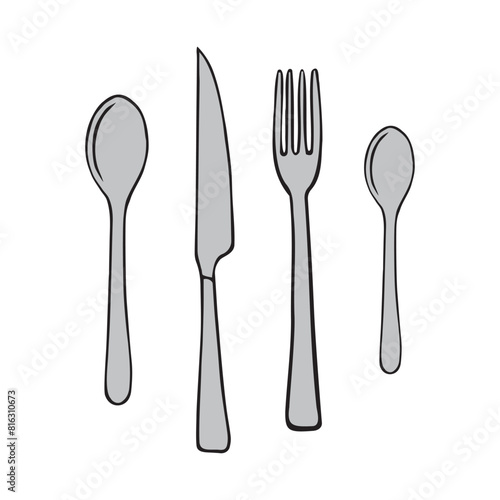 Vector hand drawn doodle sketch colored cutlery isolated on white background