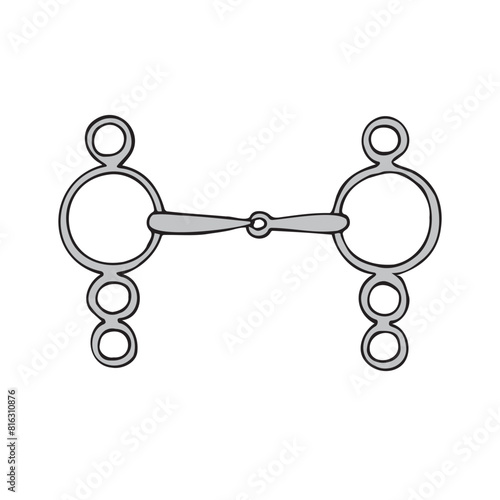 Vector hand drawn doodle sketch colored horse equestrian bit isolated on white background