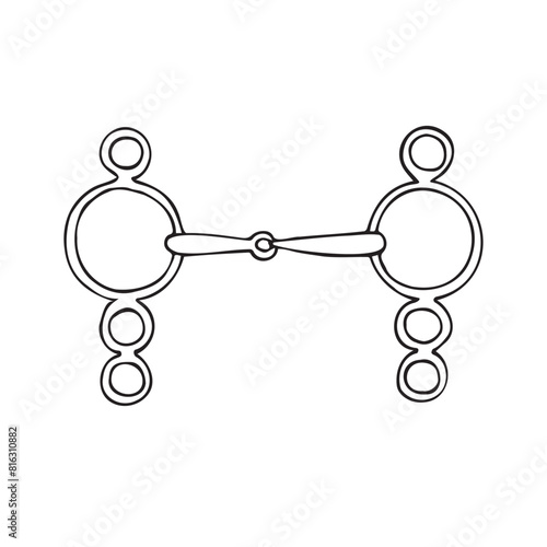 Vector hand drawn doodle sketch outline horse equestrian bit isolated on white background