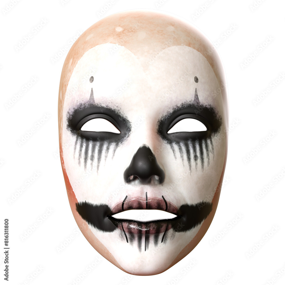 Mask Face Clown realistic isolated 3d rendered illustration