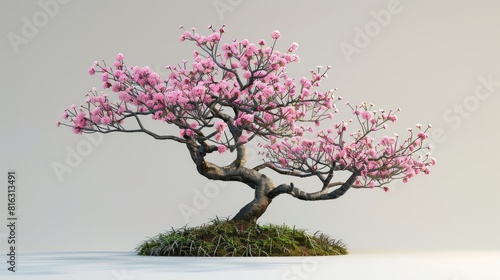 Okame Cherry Tree A Beautiful Small Tree with Pink Flowers Blooming in Early Spring photo