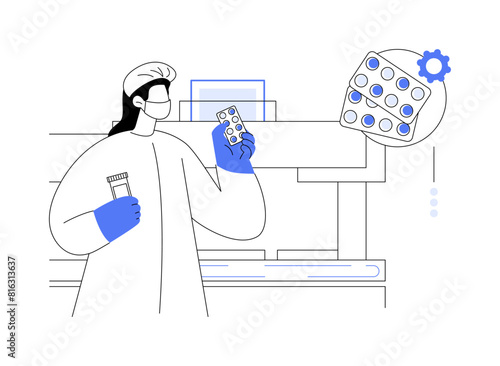 Drug manufacturing abstract concept vector illustration.