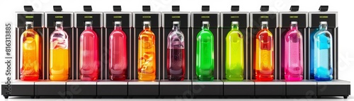 An ultramodern beverage machine crafts drinks with flavors that are deliciously unexplainable, isolated on white photo