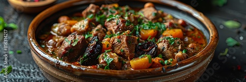 Moroccan Lamb and Prune Tagine, fresh foods in minimal style
