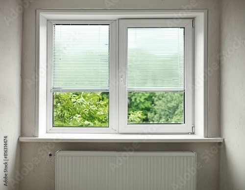 closed pvc window in room at apartment