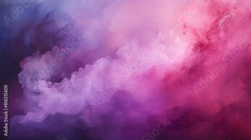 This close-up photo of a pink and purple smoke cloud captures its wispy tendrils and dreamy atmosphere. The smoke cloud appears to be floating in mid-air, and its soft, photo