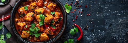 Fresh presentation of Pakistani Chicken Jalfrezi, food studio photography