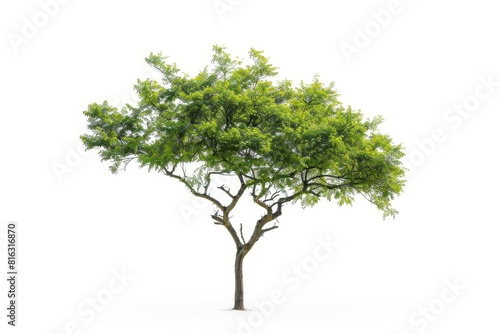 green tree isolated on pure white background single deciduous plant with lush foliage studio photography