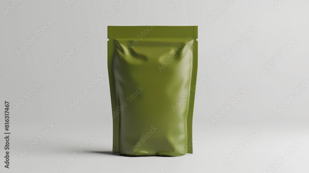 Dark Green Stand up pouch on white studio background Dark Green Stand up pouch on white studio background
