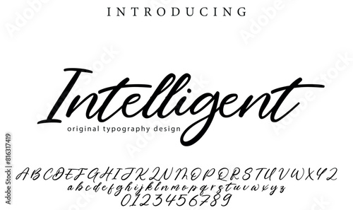 Intelligent Font Stylish brush painted an uppercase vector letters, alphabet, typeface