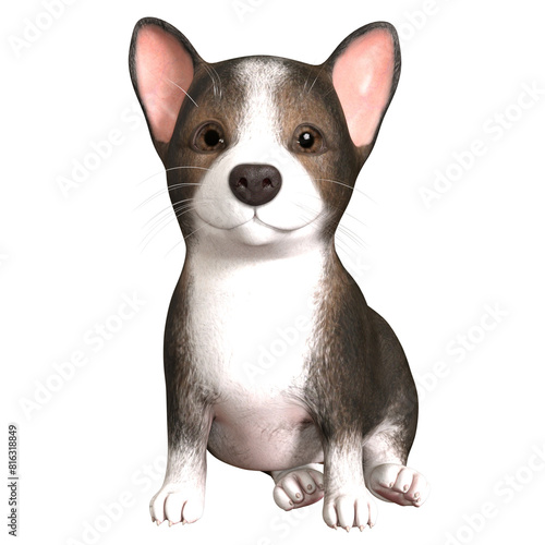 Pudgy the corgi puppy isolated 3d rendered illustration photo