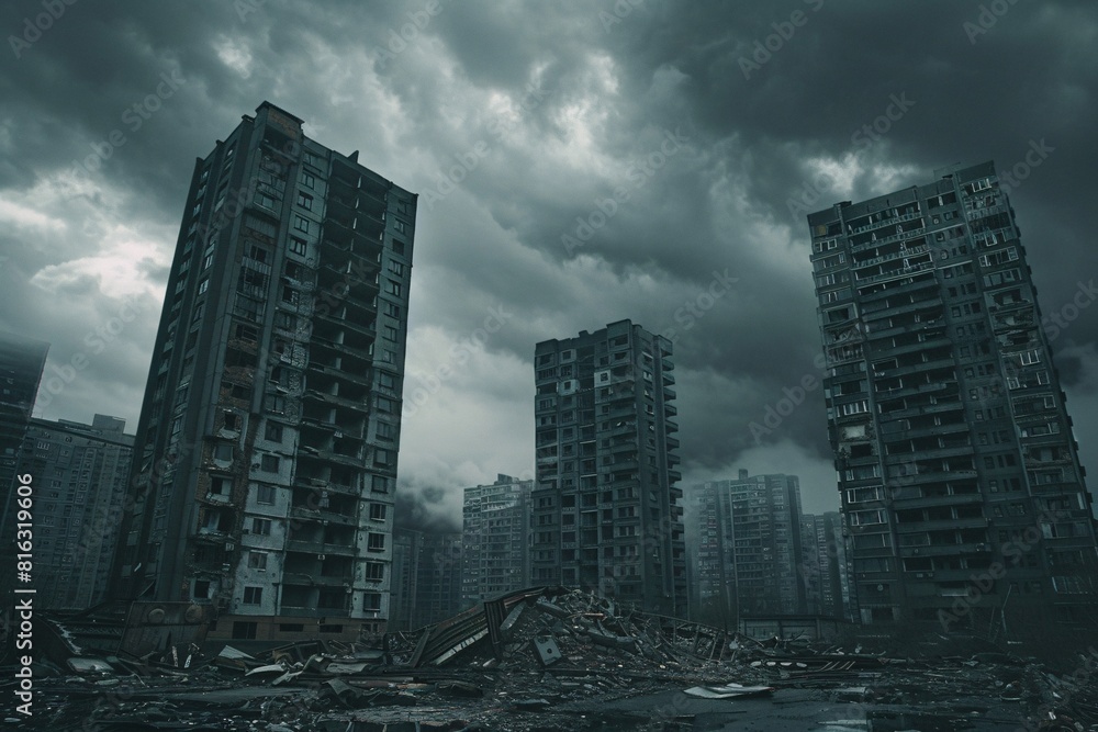 Post-Apocalyptic Cityscape: Ruins of a Forgotten Future