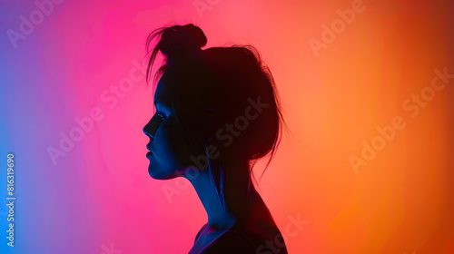 Silhouette young beauty healthy happy woman : Generative AI