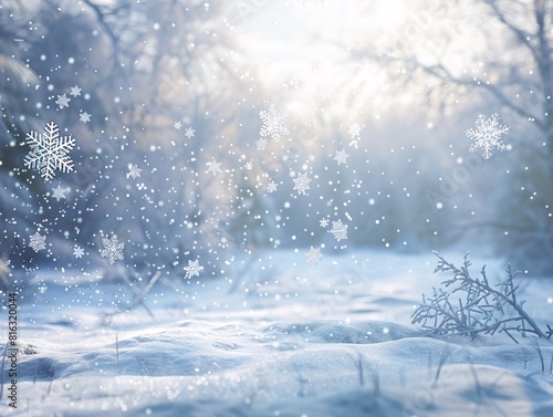 Winter Wonderland: A Frost-Covered Landscape with Snowflakes