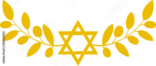 Decorative golden floral judaica design clipart