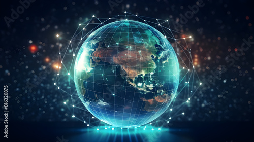 digital world, centered on America, enables global connectivity, high-speed data transfer, cyber technology, information exchange, and international communication.