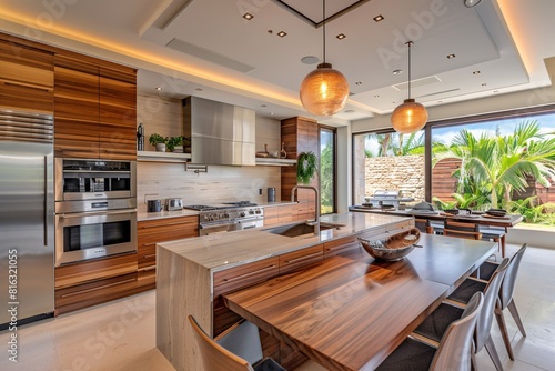 Modern Kitchen Interior with Island Bar