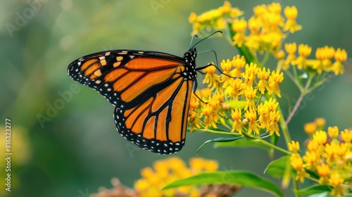 Butterfly Monarch perched on Yellow Bloom