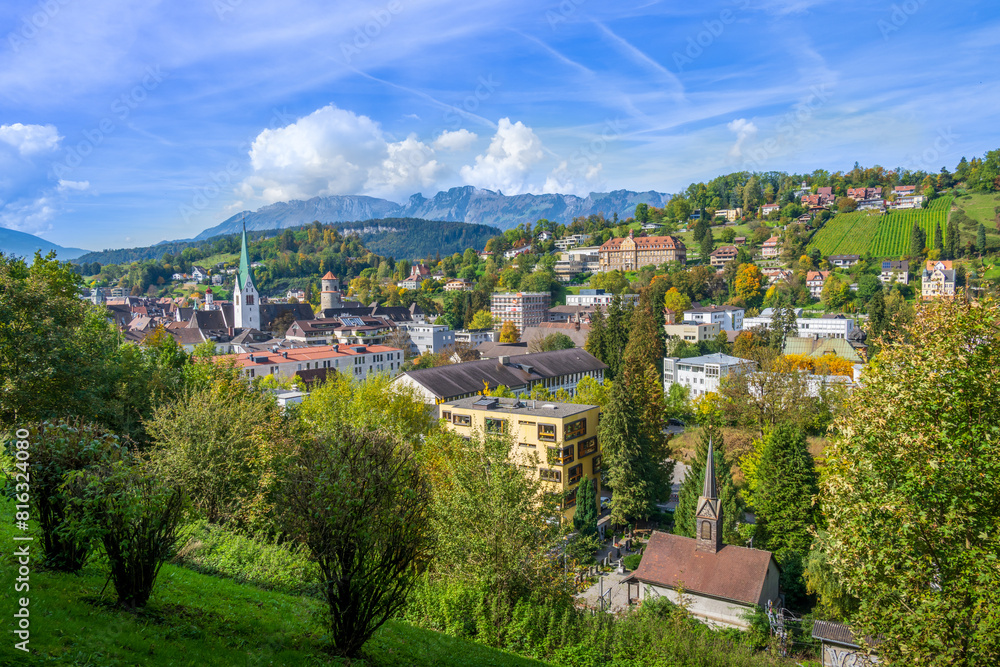 The city of Feldkirch with Swiss Mountains in the background, State of Vorarlberg, Austria. The city of Feldkirch with Swiss Mountains in the background, State of Vorarlberg, Austria.