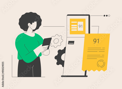 Electronic queuing system abstract concept vector illustration.