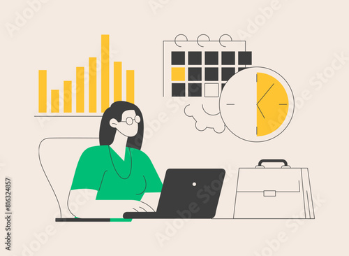 Time and attendance tracking system abstract concept vector illustration.