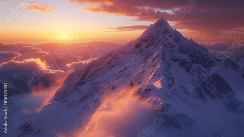 towering ice mountains when the sun rises which displays a beautiful combination of light
