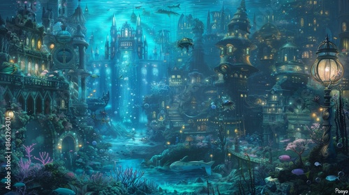 Underwater City Fantasy Illustration