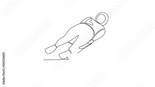 Animated self drawing of luge sports video illustration. Luge sports design in simple linear continuous style video concept. Sports themes design for your asset design video illustration.