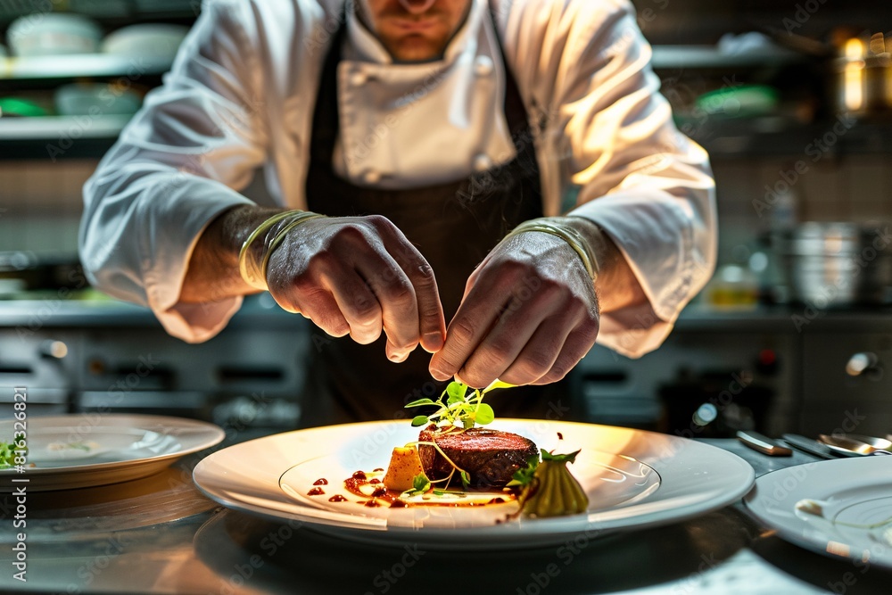 Chef Preparing Food at a Gourmet Restaurant Chef Preparing Food at a Gourmet Restaurant