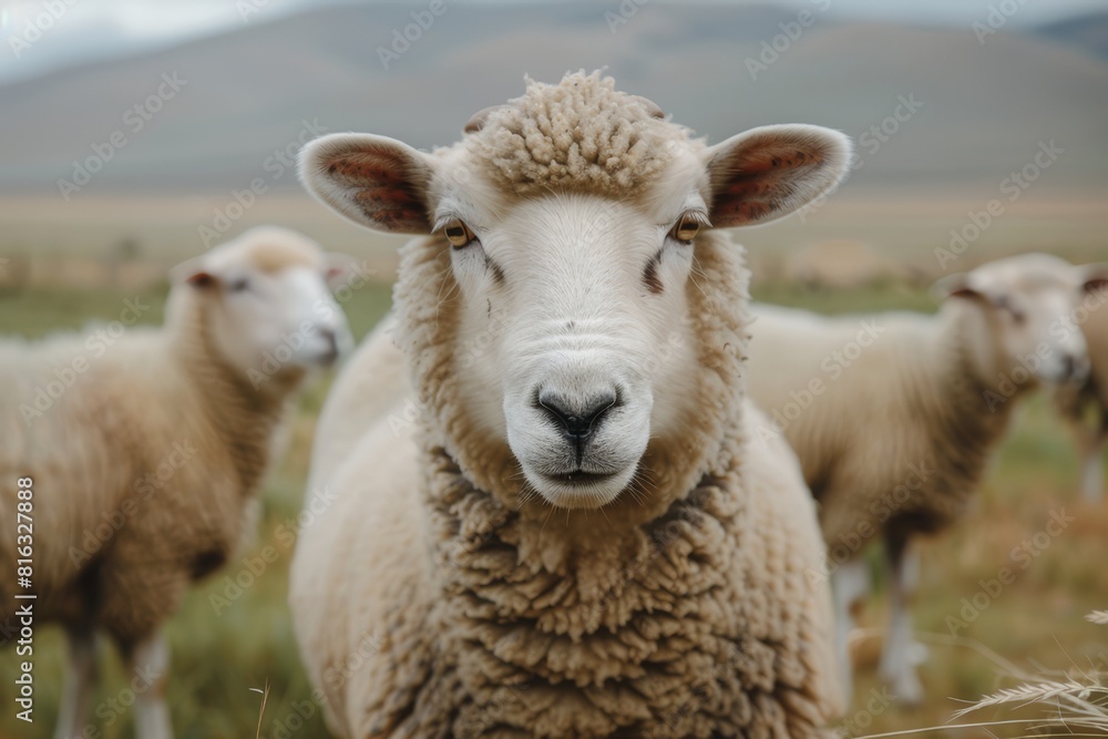 Close up shot of a sheep.
