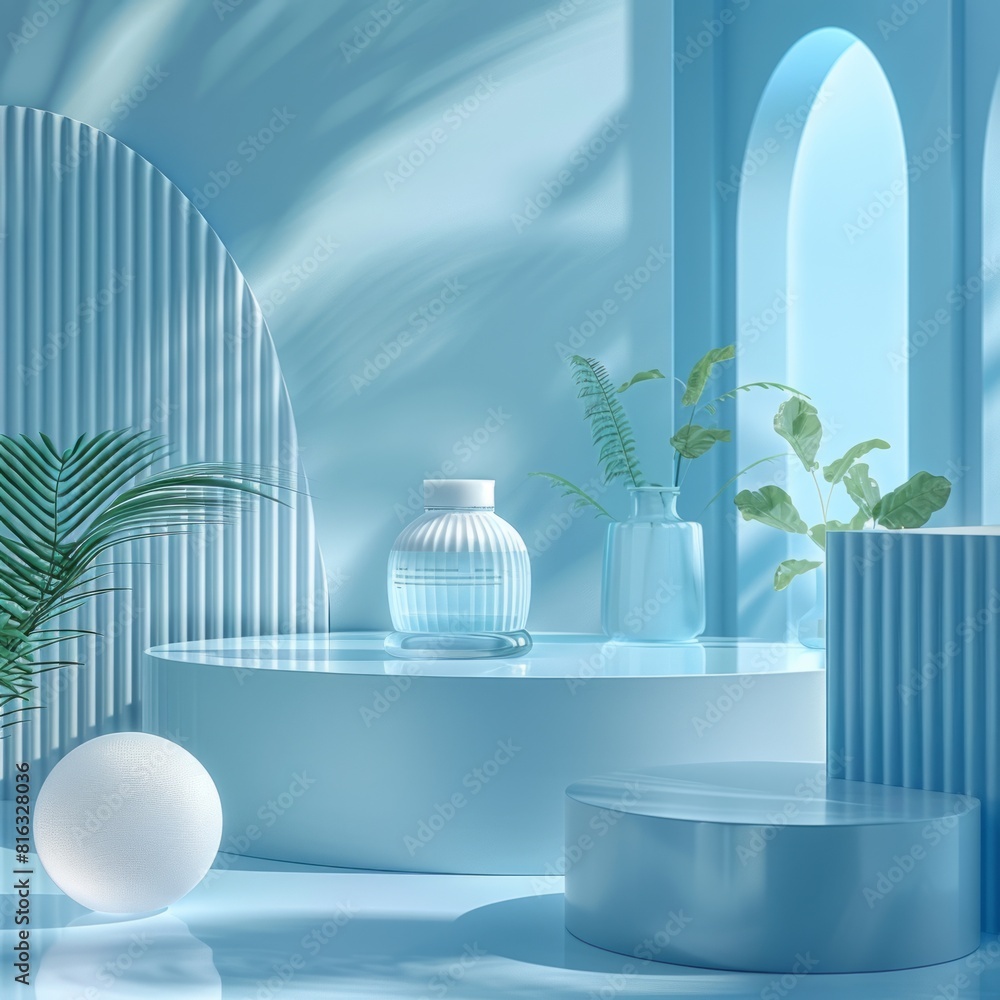 a light blue product commercial potography setup a light blue product commercial potography setup