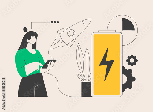 Fast charging technology abstract concept vector illustration.