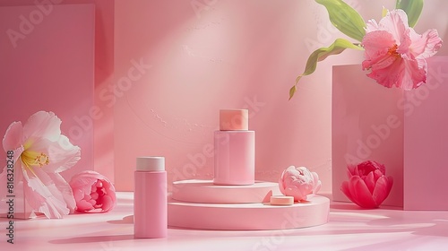 a pink product commercial photography setup   ai generated  