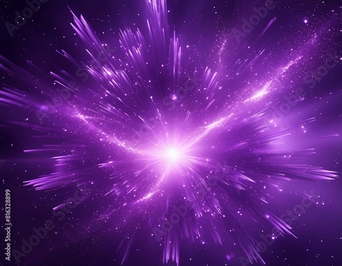 Mystical purple explosion with glare and particles on an isolated background.