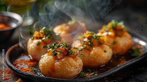 A closeup of Pani Puri street food in India