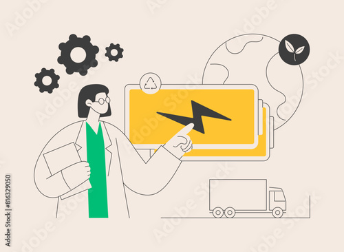 Battery recycling abstract concept vector illustration.