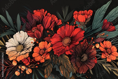 Vivid Flower Bouquet Illustration