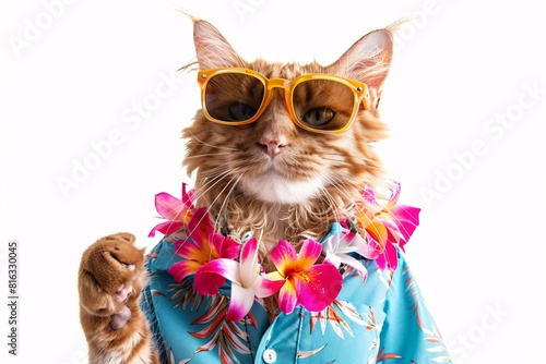 Feline with Hula Style: A Cat's Hawaiian Adventure