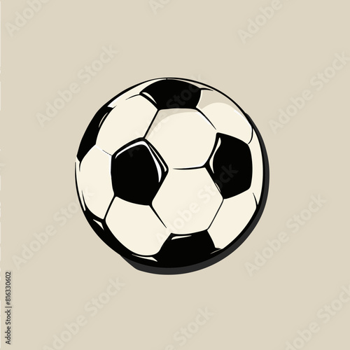 Black and White Soccer Ball Illustration on Beige Background