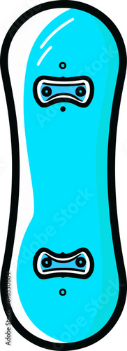 Bright Blue Snowboard with Bindings Illustration