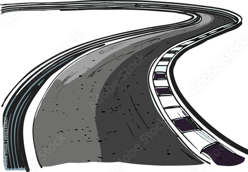 Curved Racing Track with Striped Border