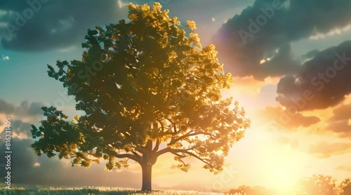 tree and sunrise facing the sky. 4k video photo