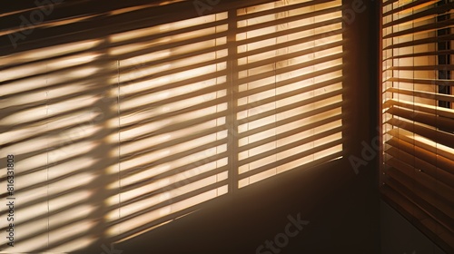 Warm Light and Shadow Play Through Blinds