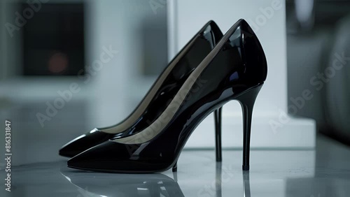 A set of sleek black stilettos with delicate ss beg to be chosen for a night out. photo