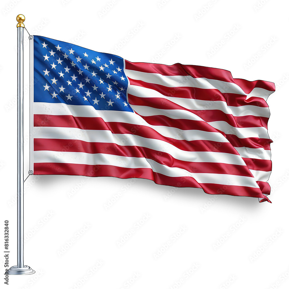 Fototapeta premium American flag waving in the wind cut out