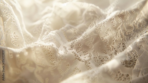 White Lace Fabric Texture Background For Wedding Invitation